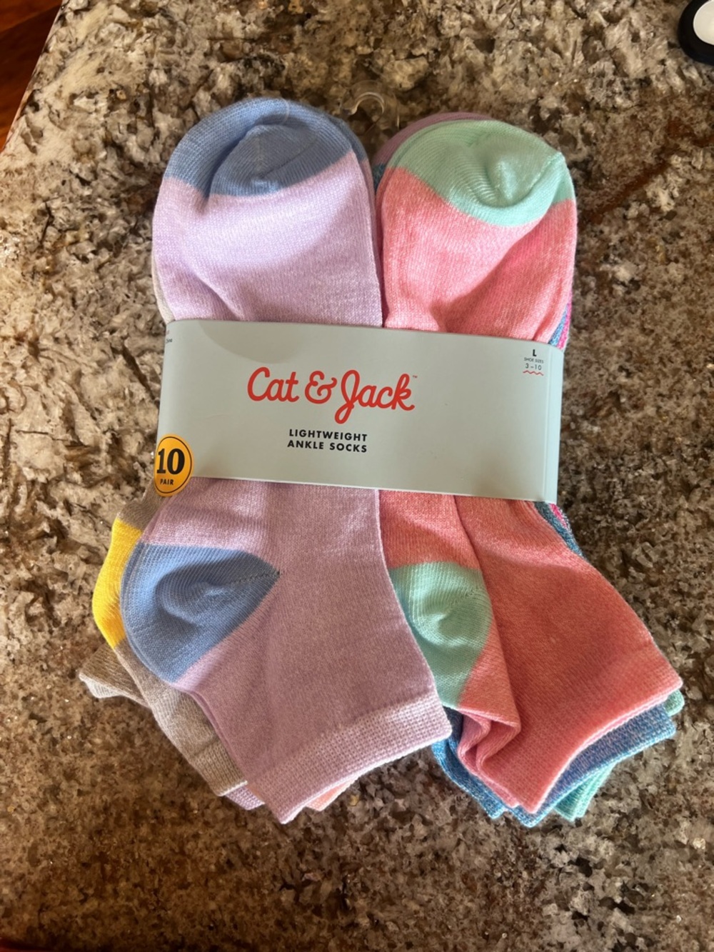 Cat & Jack Lightweight Ankle Socks 10-Pack Size L (3–10) Girls NWT multi color